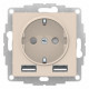 SE AtlasDesign Бежевый SO + USB Розетка A+A, 5В/2,4А, 2х5В/1,2А, механизм