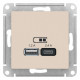 SE AtlasDesign Бежевый USB A+С, 5В/2,4А, 2х5В/1,2А, механизм