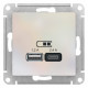 SE AtlasDesign Жемчуг USB A+С, 5В/2,4А, 2х5В/1,2А, механизм