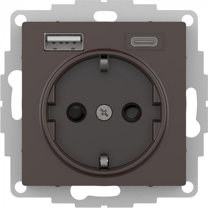 SE AtlasDesign Мокко Розетка 16А с USB A+C (5В/2,4А/3 А, 2х5В/1,5А), мех