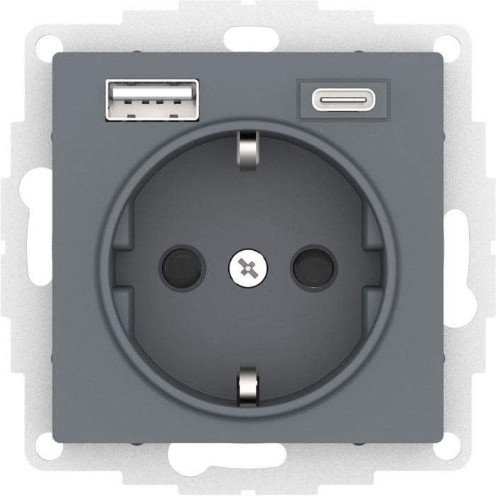 SE AtlasDesign Грифель Розетка 16А с USB A+C (5В/2,4А/3 А, 2х5В/1,5А), мех