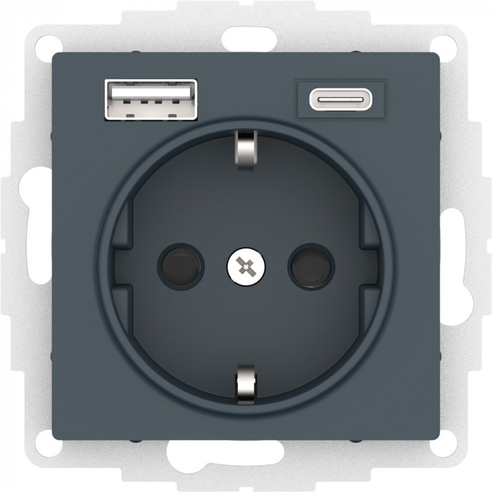 SE AtlasDesign Изумруд Розетка 16А с USB A+С (5В/2,4А/3 А, 2х5В/1,5А), мех