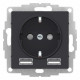 SE AtlasDesign Карбон SO + USB Розетка A+A, 5В/2,4А, 2х5В/1,2 А, механизм
