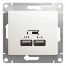 SE Glossa Перламутр USB Розетка A+С, 5В/2,4А, 2х5В/1,2 А