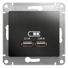 SE Glossa Антрацит Розетка USB 5В/2,1А, 2х5В/1,05А