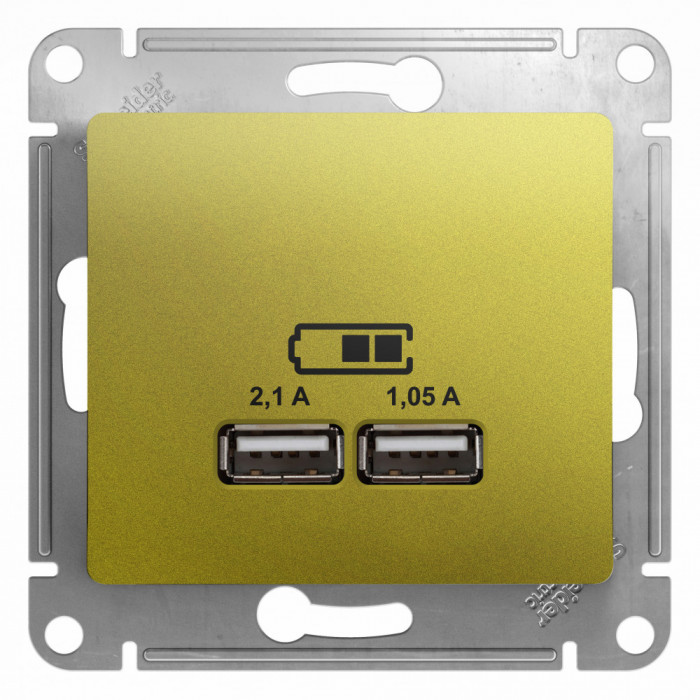 SE Glossa Фисташковый Розетка USB 5В/2,1А, 2х5В/1,05А