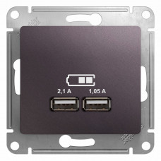 SE Glossa Сиреневый туман Розетка USB 5В/2,1А, 2х5В/1,05мА