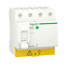 SE RESI9 Выключатель дифференциального тока (УЗО) 25А 4P 30мА тип A