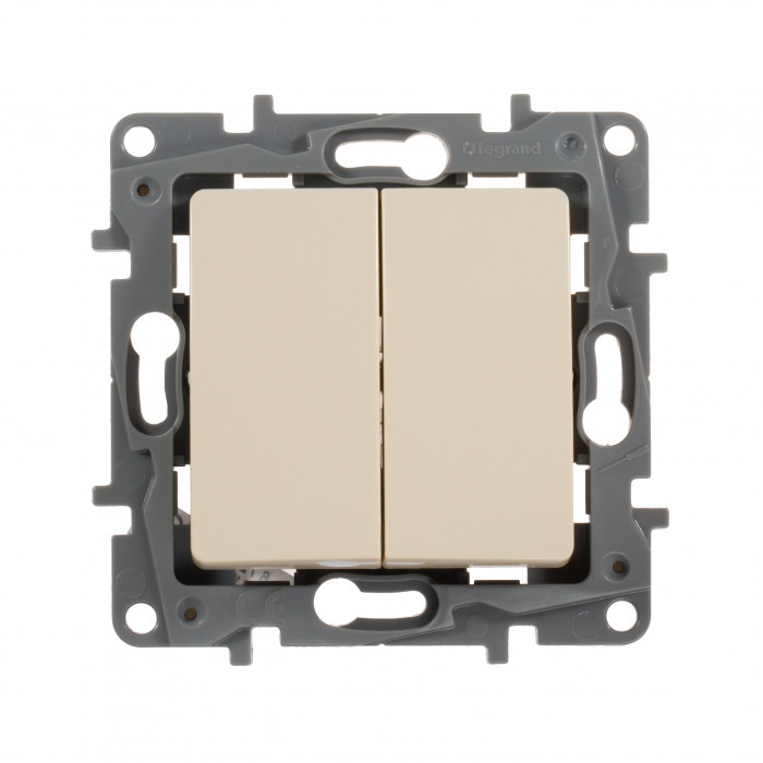 Legrand Etika Слоновая кость Выключатель 2-х клавишный, 10А, Винтовые клеммы