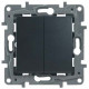 Legrand Etika Антрацит Выключатель 2-клавишный, авт.клеммы, 10 AX, 250 В