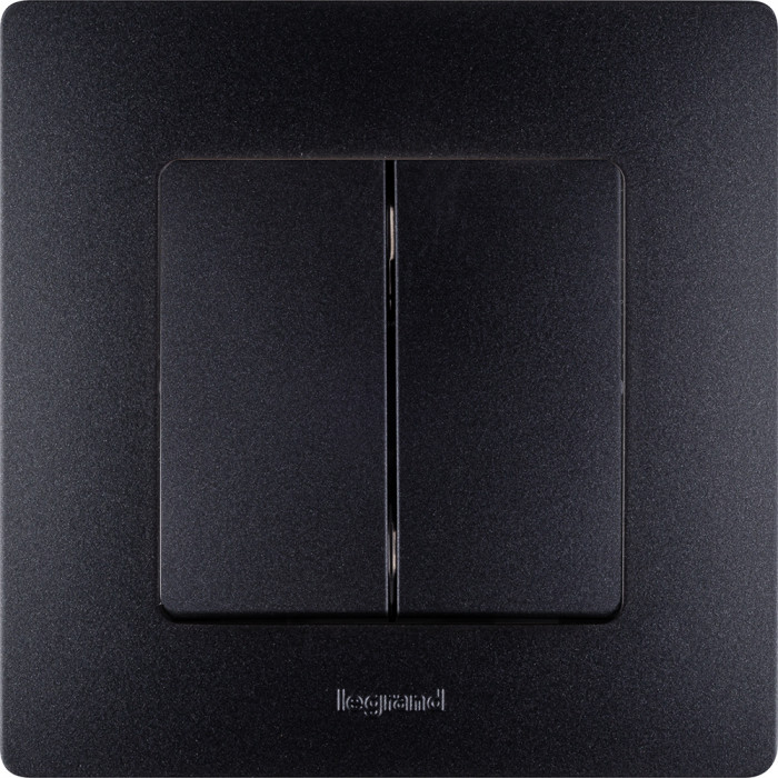 Legrand Etika Антрацит Выключатель 2-клавишный, авт.клеммы, 10 AX, 250 В