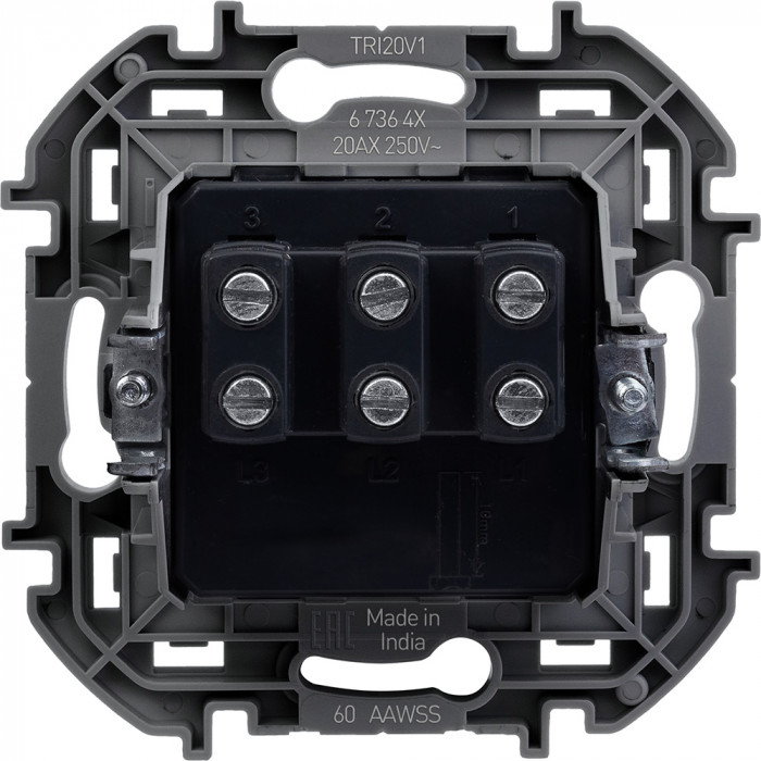 Legrand INSPIRIA Антрацит Выключатель трехклавишный 10 AX - 250 В