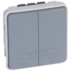 Legrand Plexo Серый Двухклавишный кнопочный выключатель для систем с электронным блоком управления