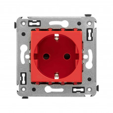 DKC Avanti Красный квадрат Розетка 2P+E со шторками