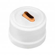 BIRONI Лизетта Пластик Белый Выключатель кнопочный 1-кл (клавишный), ручка Медь