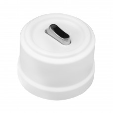 BIRONI Лизетта Пластик Белый Выключатель кнопочный 1-кл (клавишный), ручка Серебро