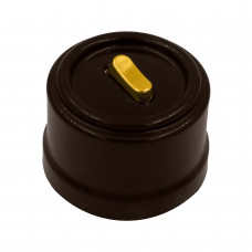 BIRONI Лизетта Пластик Коричневый Выключатель кнопочный 1-кл (клавишный), ручка Золото