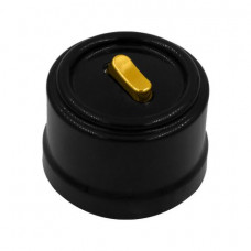 BIRONI Лизетта Пластик Черный Выключатель 1-кл (клавишный), ручка Золото