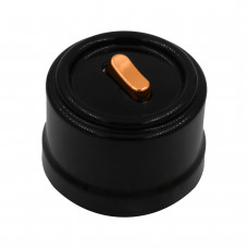 BIRONI Лизетта Пластик Черный Выключатель кнопочный 1-кл (клавишный), ручка Медь