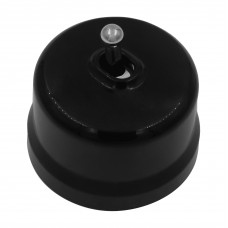 BIRONI Лизетта Пластик Черный Выключатель кнопочный 1-кл (клавишный), ручка Серебро
