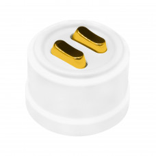 BIRONI Лизетта Пластик Белый Выключатель кнопочный проходной 2-кл (клавишный), ручка Золото