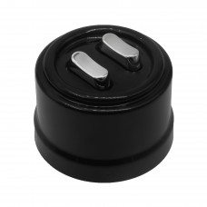 BIRONI Лизетта Пластик Черный Выключатель кнопочный проходной 2-кл (клавишный), ручка Серебро