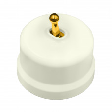 BIRONI Лизетта Пластик Слоновая кость Выключатель кнопочный 1-кл (тумблерный), ручка Золото