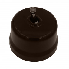 BIRONI Лизетта Пластик Коричневый Выключатель кнопочный 1-кл (тумблерный), ручка Бронза
