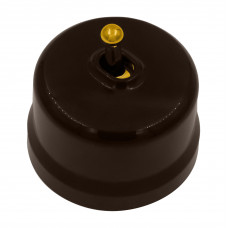 BIRONI Лизетта Пластик Коричневый Выключатель кнопочный 1-кл (тумблерный), ручка Золото
