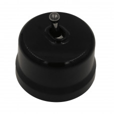 BIRONI Лизетта Пластик Черный Выключатель кнопочный 1-кл (тумблерный), ручка Бронза