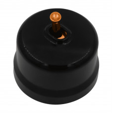 BIRONI Лизетта Пластик Черный Выключатель кнопочный 1-кл (тумблерный), ручка Медь