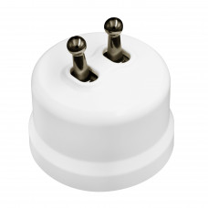 BIRONI Лизетта Пластик Белый Выключатель кнопочный 2-кл (тумблерный), ручка Бронза
