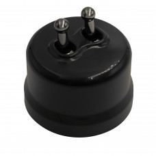 BIRONI Лизетта Пластик Черный Выключатель кнопочный 2-кл (тумблерный), ручка Бронза