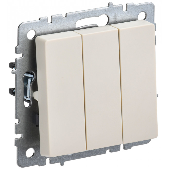 IEK BRITE Выключатель 3-клавишный 10А ВС10-3-0-БрКр бежевый