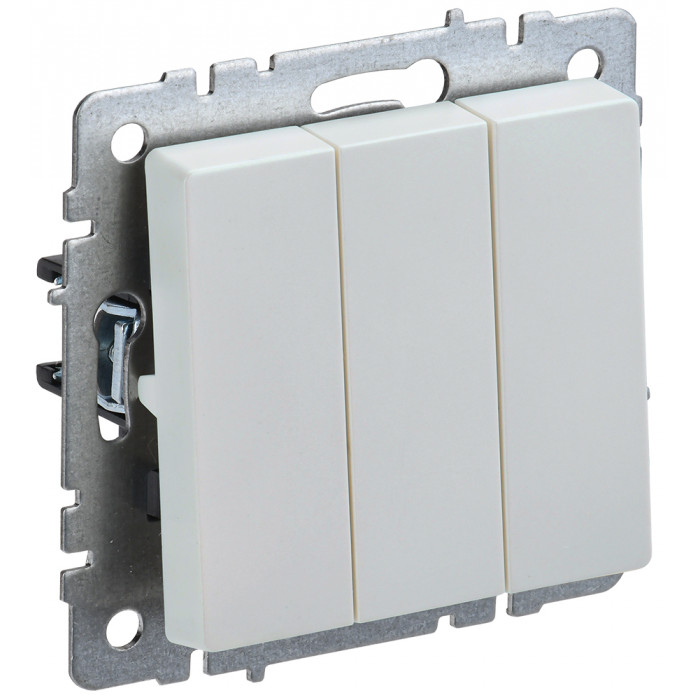 IEK BRITE Выключатель 3-клавишный 10А ВС10-3-0-БрЖ жемчуг
