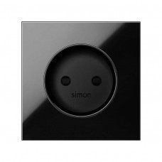 Simon 100 Черный глянец Накладка розетки без заземления