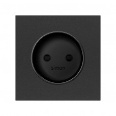 Simon 100 Черный матовый  Накладка розетки без заземления