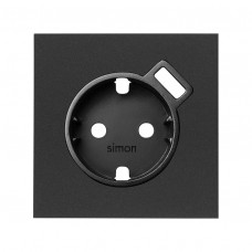 Simon 100 Черный матовый  Накладка розетки Schuko с з/у USB SmartCharge