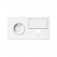 Simon 100 Белый матовый  Кит 2 поста, фронт. Накладка на 1 розетку Schuko (справа) + 1 з/у USB SC + 1 клавиша выключателя