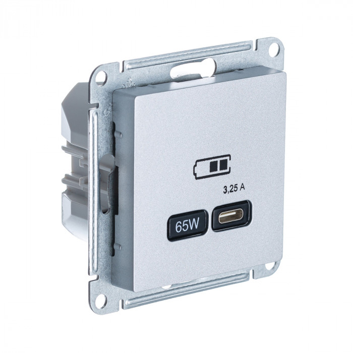 SE AtlasDesign Алюминий USB Розетка тип-C 65W высокоскор.заряд. QC, PD, мех.