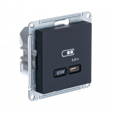 SE AtlasDesign Карбон USB Розетка тип-C 65W высокоскор.заряд. QC, PD, мех.