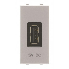 ABB Механизм USB зарядного устройства, 1М, 2000 мА, 5В, серия Zenit, цвет серебристый