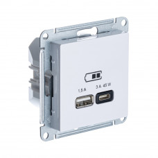 Systeme Electric AtlasDesign Лотос Розетка USB A + тип-C 45Вт высокоскор.заряд. QC, PD, механизм