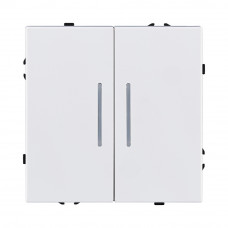 Выключатель 2-клавишный 10А/250В с LED подсветкой, белый глянцевый Kollinger Eclipse EC-010WG