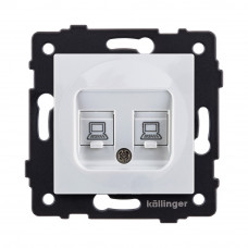 Розетка двойная Ethernet RJ45 Cat.5, белый Kollinger REA-015WH для Aspekt, Eleganz, Reflex