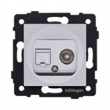 Розетка двойная TV (мама) + RJ45 Cat.6, серый Kollinger REA-021GY для Aspekt, Eleganz, Reflex