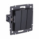 Выключатель 3-клавишный 10А/250В, черный матовый Kollinger REA-S-012BM для Aspekt, Eleganz, Reflex