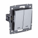 Выключатель 2-клавишный 10А/250В с LED подсветкой, серый Kollinger REA-S-008GY для Aspekt, Eleganz, Reflex