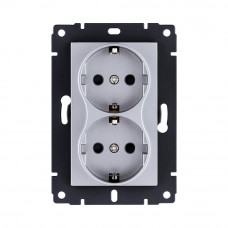 Розетка штепсельная SCHUKO двойная 16A/250 В, серый Kollinger REA-032GY для Aspekt, Eleganz, Reflex