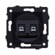 Розетка двойная Ethernet RJ45 Cat.6, черный Kollinger REA-019BK для Aspekt, Eleganz, Reflex